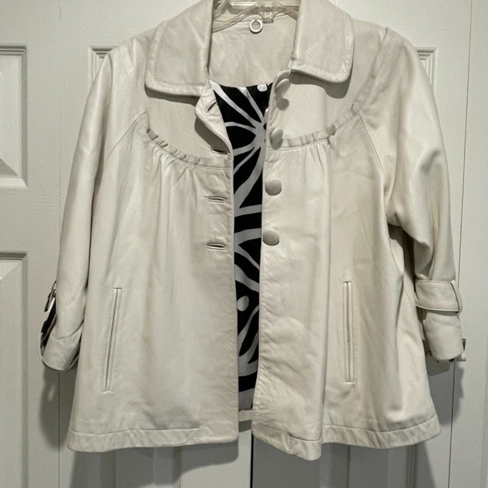 Cream Soft PLeather Swing Coat